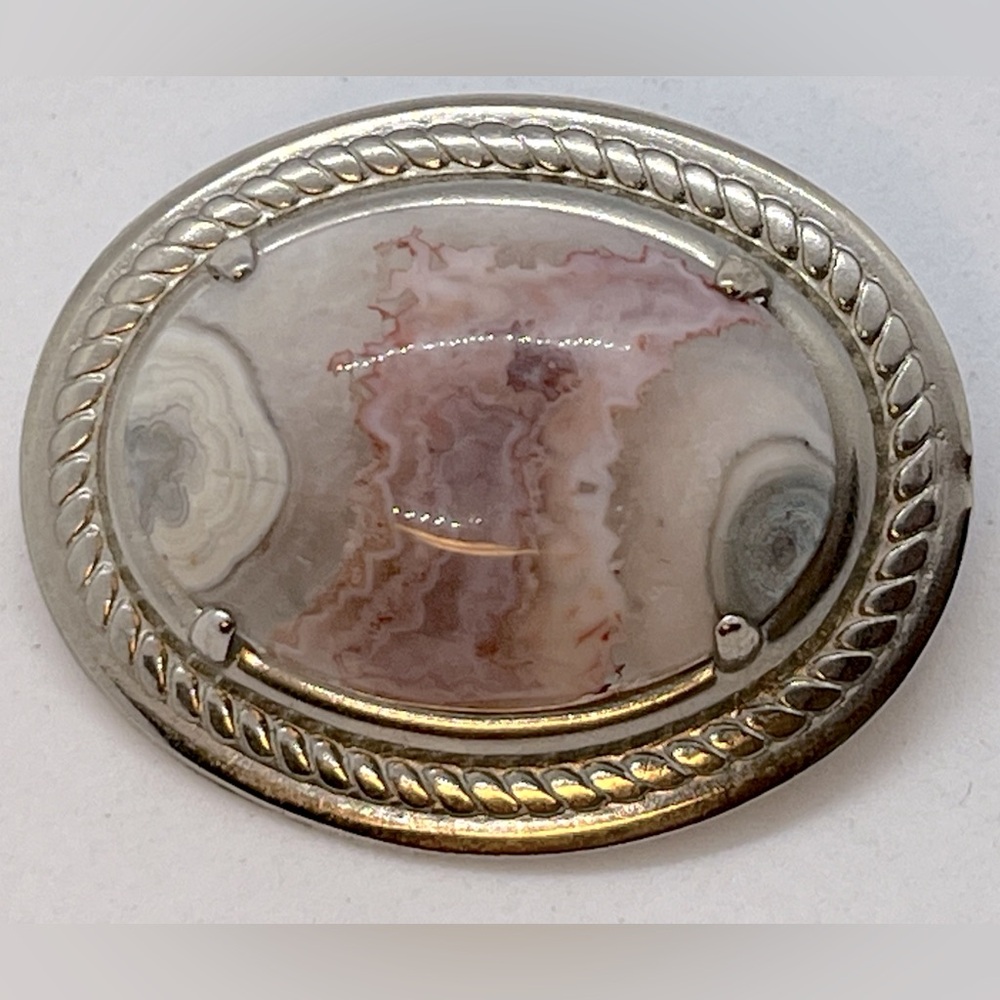 Beautiful vintage ocean jasper cabochon brooch